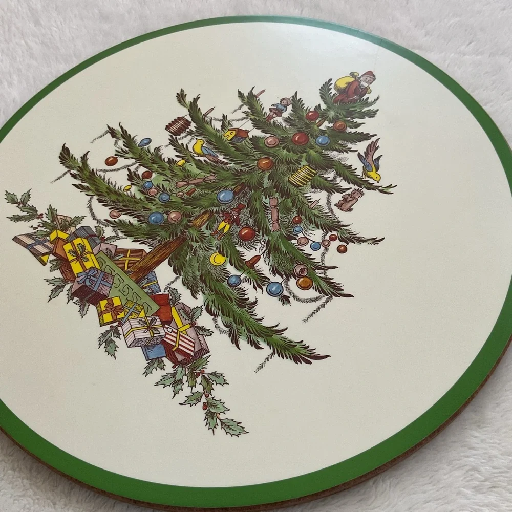 Spode Christmas Tree Trivet 10” Cork Back Hot Plate Holiday Kitchen Decor